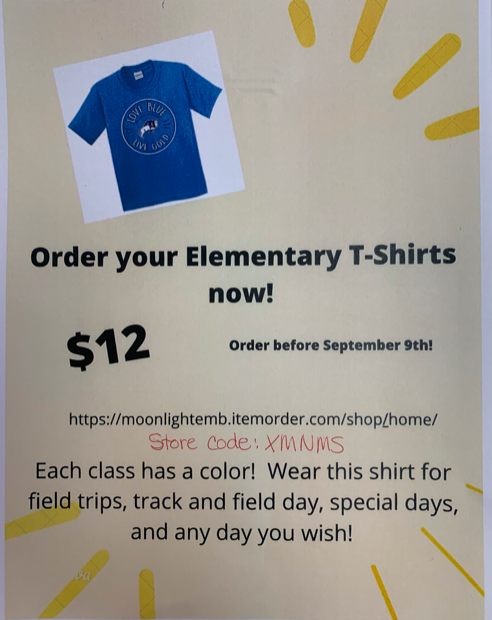 Elementary T-Shirt Order due September 9th