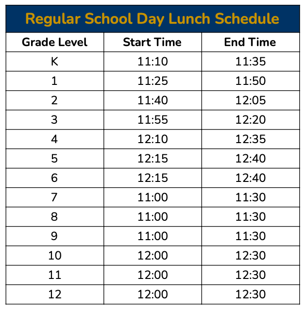 Lunch Schedule Hot Dog Feed