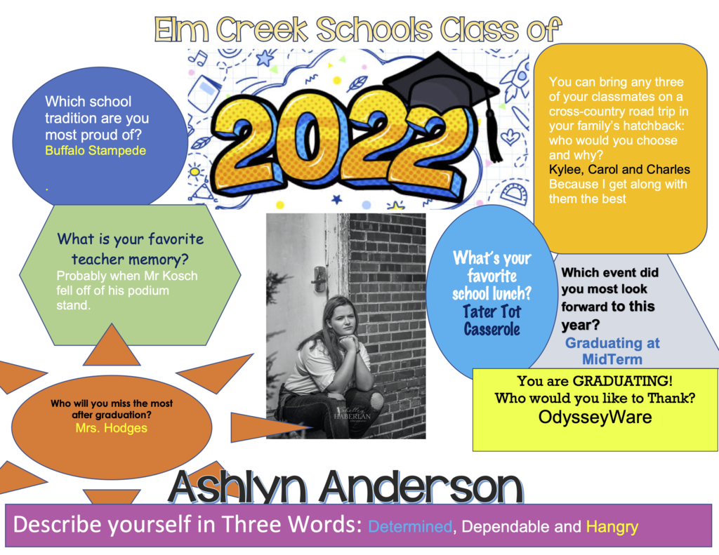 Ashlyn Anderson Class of 2022 7 Days until Graduation.