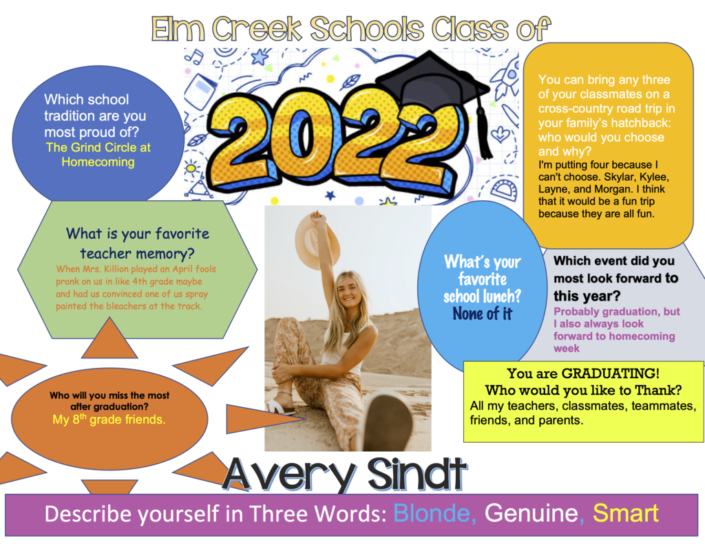 Avery Sindt Class of 2022 6 Days until Graduation.