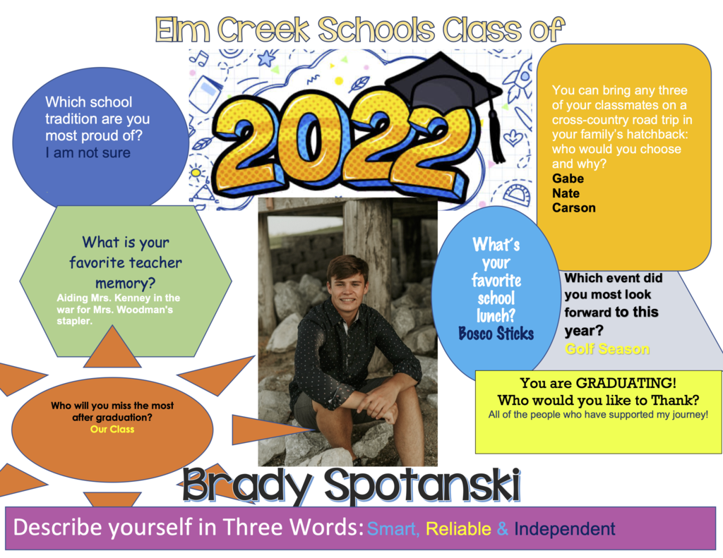 Brady Spotanski Class of 2022 2 Days until Graduation